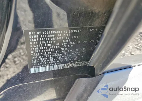 2015 Volkswagen Tiguan S из США, поврежденный, VIN WVGAV7AX8FW549005